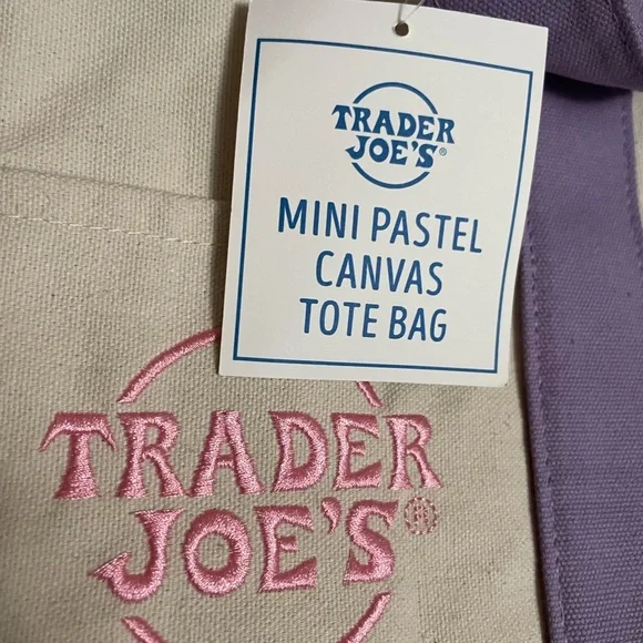 Trader Joe's Pastel Mini Canvas Tote Bags 2025 LIMITED EDITION - Picture 3 of 5
